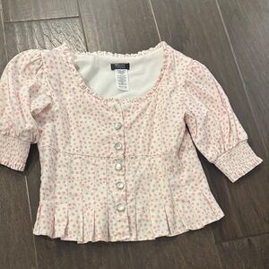 Pink Polka Dot Peplum Blouse for Kids